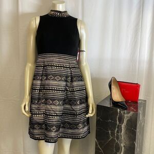 Vince Camuto black and gold embroidered dress